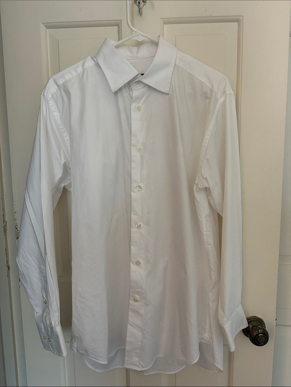 David Donahue Men's White Dress Shirt - Classic Point Collar